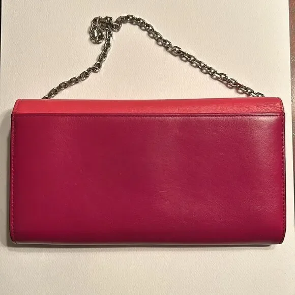 - Authentic Cristian Dior Leather Pink/Coral Wallet on a Chain - Picture 4 of 17